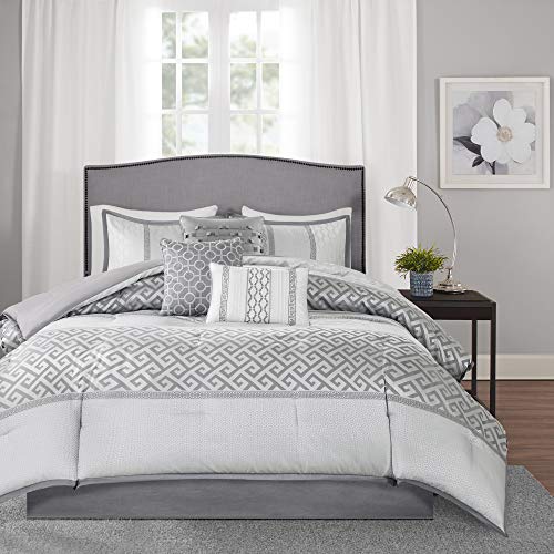 Book Cover Madison Park Luxury Comforter Set-Traditional Jacquard Design All Season Down Alternative Bedding, Matching Bedskirt, Decorative Pillows, Queen(90
