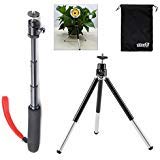 EEEKit 2in1 Kit for VTech Kids Kidizoom Action Cam/ Gopro Hero 5/4/3/2, Extendable Handheld Telescopic Self portrait Tripod Monopod and Aluminium Monopod Stand Mount
