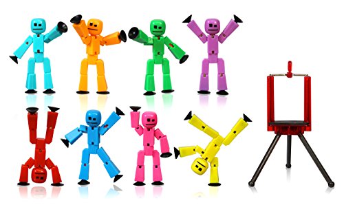 Zing Stikbot 8 Solid Pink/Yellow/Light Blue/Green/Dark Blue/Purple/Orange/Red Color and Red Tripod
