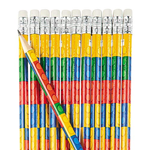Toy Brick Pencils - Birthday Party Favors, Teacher Rewards - Bulk set of 24
