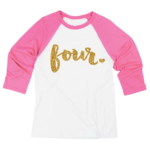 Bump and Beyond Designs Girl Fourth Birthday Outfit Fourth Birthday Shirt Four Year Old Outfit Gold