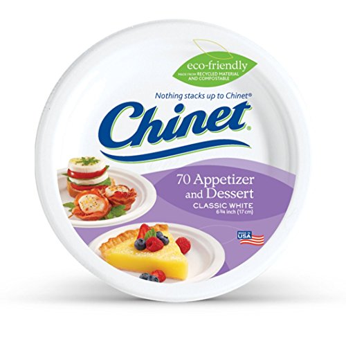 Book Cover Chinet Classic White, Round Appetizer and Dessert Plates, 6.75 Inches, 70 Count