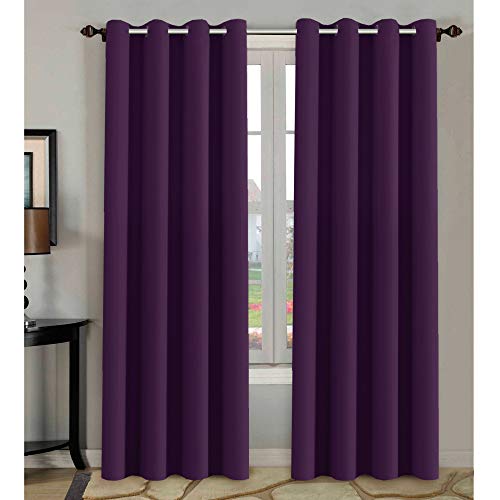 Book Cover H.VERSAILTEX Blackout Room Darkening Curtains Window Panel Drapes - (Plum Purple Color) 2 Panels, 52 inch Wide by 84 inch Long Each Panel, 8 Grommets/Rings per Panel
