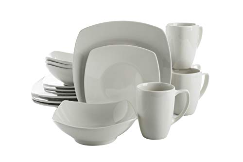 Book Cover Gibson Home Zen Buffet Dinnerware Set, Service for 4 (16pcs), White (Square)