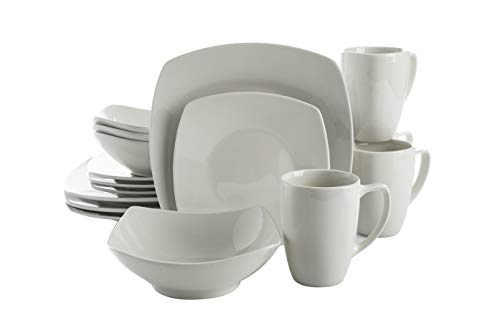 Gibson Home Zen Buffet Dinnerware Set, Service for 4 (16pcs), White (Square)