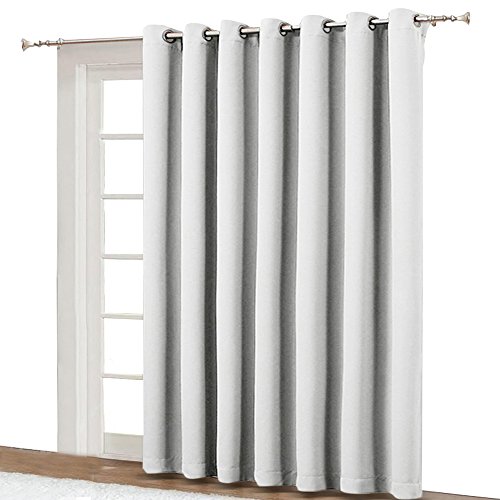 Book Cover NICETOWN Vertical Blinds for Sling Door - Silver Grommet Top Blackout Window Curtains, Privacy Blinds for Patio, Extra Wide Drapes (Greyish White, W100 x L84)
