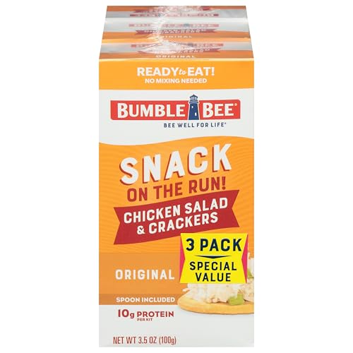 BUMBLE BEE Snack on the Run Chicken Salad with Crackers, Canned Food, High Protein Snacks & Groceries, 3.5 Ounce (Pack of 3)