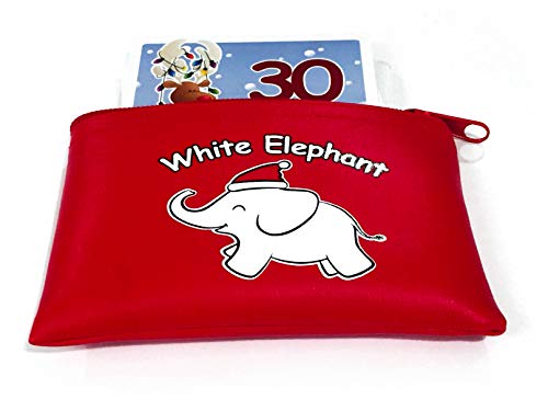 Book Cover Apostrophe Games White Elephant Card Set, 50 Christmas Themed Cards and Carrying Pouch, White Elephant Exchange Card Set