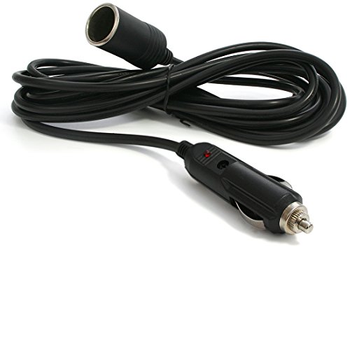 TireTek Premium 13 ft 12 Volt Cigarette Lighter Extension Cord - 12V Extension Cord 20A Fuse (Black)