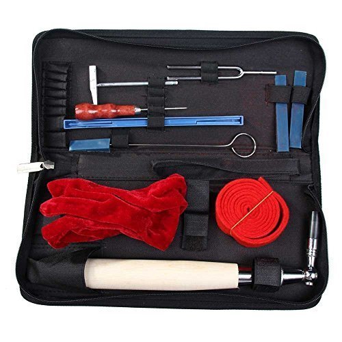 Book Cover Lovebay Professional A Pack of 10 Pieces Piano Tuner Tools Including Tuning Hammer Mute Wrench Hammer Handle Kit Tools and Case