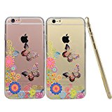 iPhone 6 Plus Case, iPhone 6S Plus Case, Dorami Clear Soft TPU Case with Delicate 3D Print Protective Bumper Slim Case [Maya Series][Perfect Fit] for iPhone 6 Plus/6S Plus (Happy Butterflies)