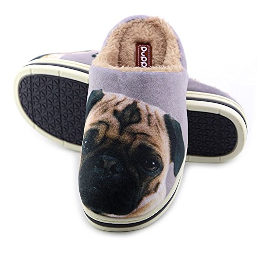 Cute Funny Unisex Animal Cartoon Pattern Winter Warm Thick Slipper Pug 7.5/8