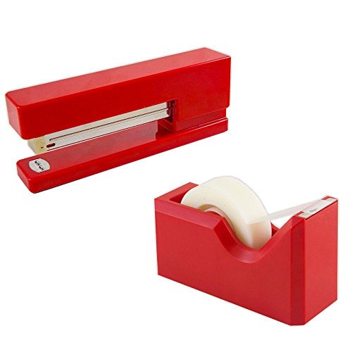 JAM PAPER Office & Desk Sets - 1 Stapler & 1 Tape Dispenser - Purple - 2/Pack