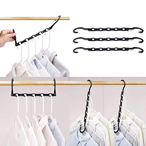 Book Cover HOUSE DAY Black Magic Hangers Space Saving Clothes Hangers Organizer Smart Closet Space Saver Pack of 10 with Sturdy Plastic for Heavy Clothes