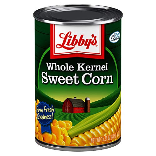 Libby's Whole Kernel Sweet Corn | 100% Sweet Corn | Naturally Sweet Flavor | Golden Yellow | Just-Off-the-Cob Crispness | Kosher | 15.25 ounce cans (Pack of 24)