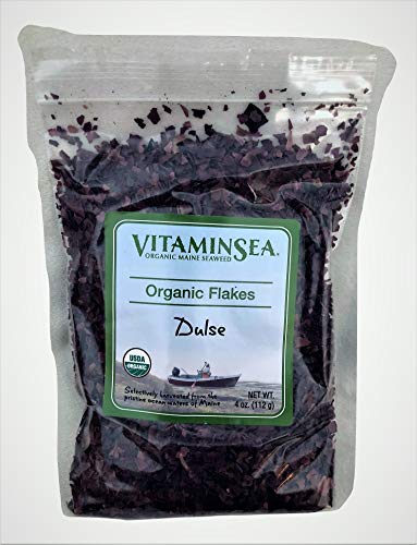 Book Cover VitaminSea Organic Dulse Flakes Seaweed - 4 oz / 112 G Maine Coast - USDA & Vegan Certified - Kosher - Perfect for Keto or Paleo Diets - Atlantic Ocean - Sun Dried - Raw and Wild Sea Vegetables (DF4)