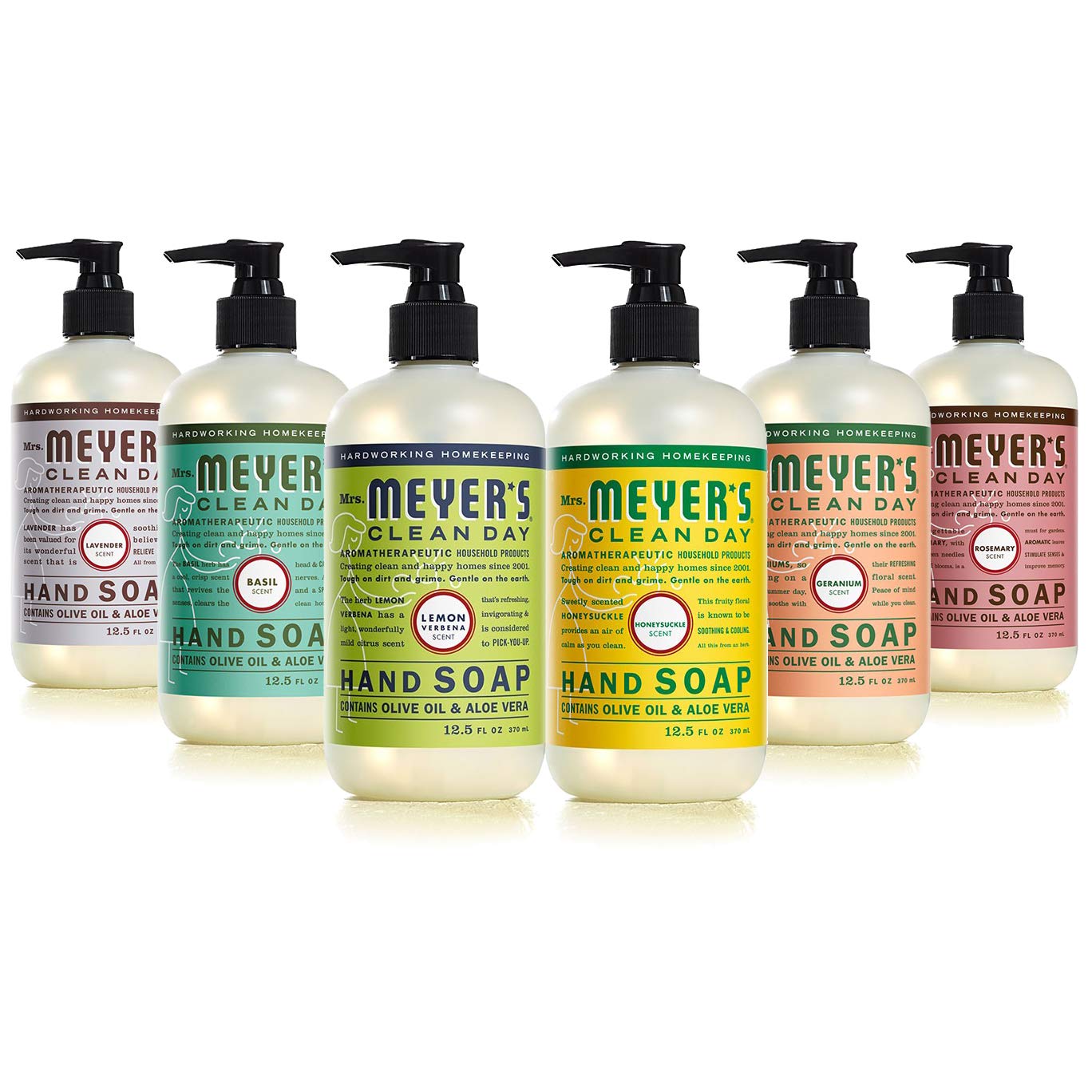 Book Cover Mrs. Meyers Clean Day Liquid Hand Soap 6 Scent Variety Pack, 12.5 oz Each (6 CT)