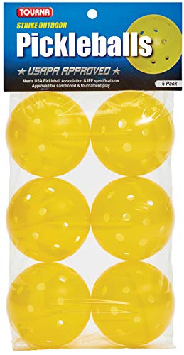 Tourna Strike Outdoor Pickleballs (6 Pack) - USAPA Approved, Yellow