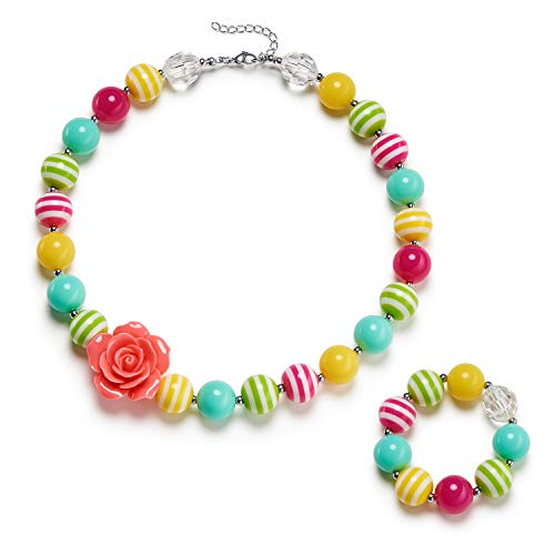 vcmart Girls Necklace and Bracelet Set Chunky Bubblegum Beads Girls' Jewelry with Gift Box