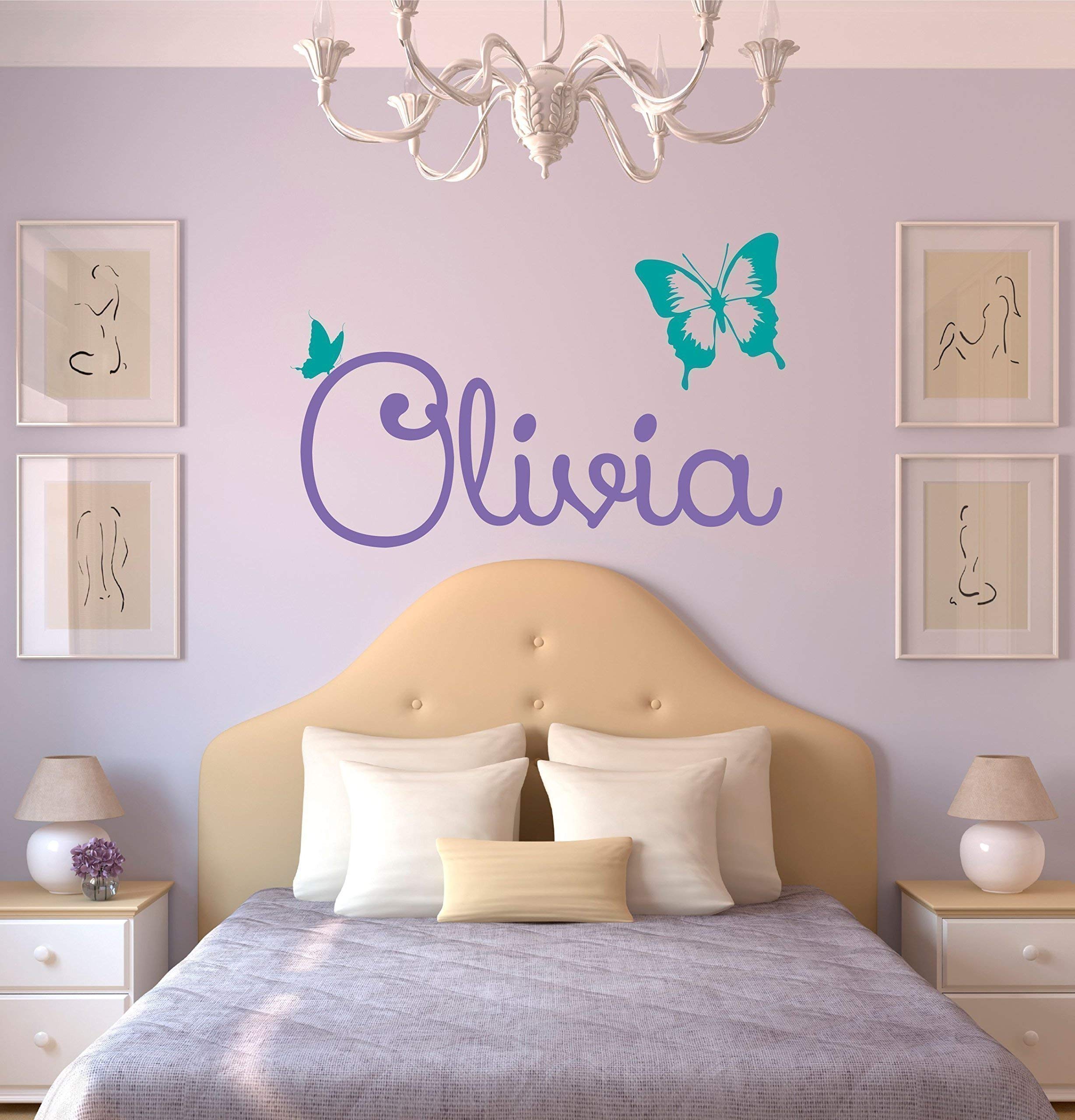 Book Cover Custom Name Butterfly Wall Decal - Girls Personalized Name Butterfly Wall Sticker - Custom Name Sign - Custom Name Stencil Monogram - Girls Room Wall Decor