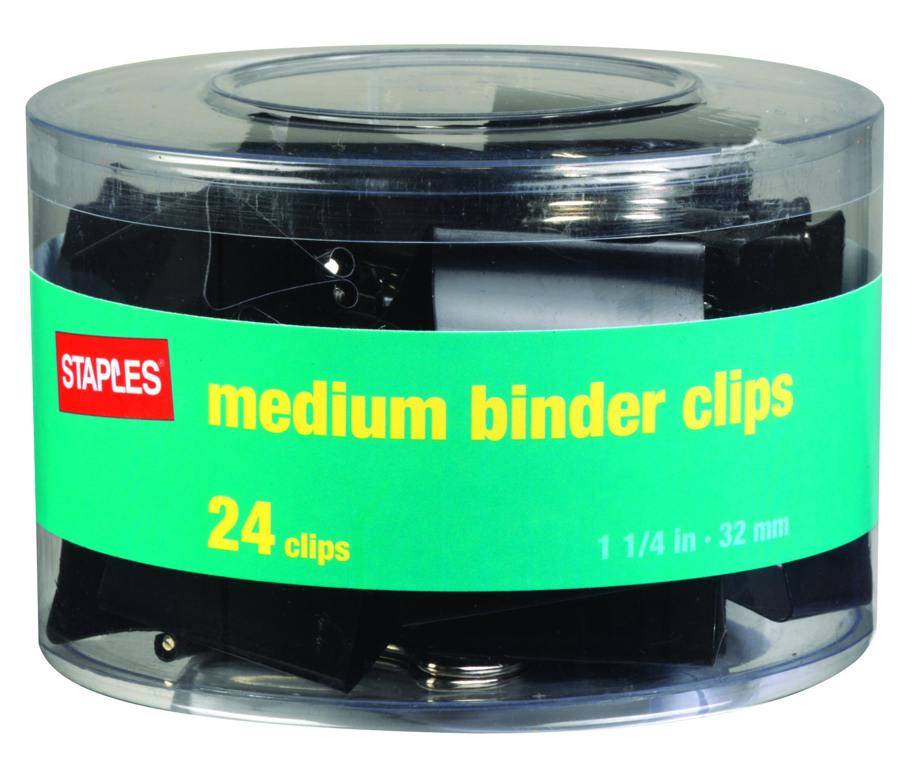 Staples Medium Metal Binder Clips, Black, 1 1/4" Size with 5/8"Capacity