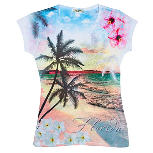 Sweet Gisele Made in USA Unique Women’s Florida Souvenir Short Sleeved Tshirt V-Neck Style Comfortable & Flattering Fit