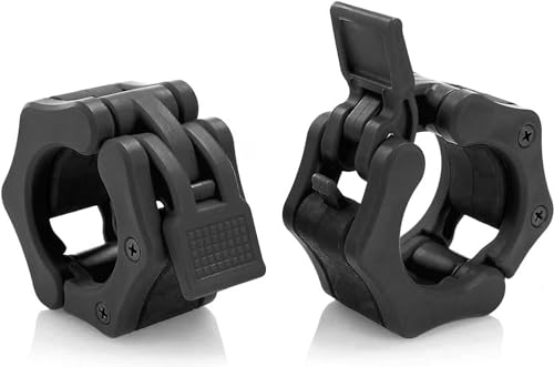 Barbell Clamps Olympic 2" - Premium Quick Release Rubber Resistance Bands - Locking 2 In Barbells Plate Collar - Weight Lifting Bar Grip Clips for Heavy Pro Power Strong Lifts (1 Set, Black)