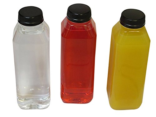 Decony Plastic Juice Bottles- 8 Pcs 16Oz Juice Bottles with Caps, Labels & Straws- Reusable Juice Bottles for Juicing Smoothie & Homemade Beverages- Clear Juice Containers with Tamper Evident Caps