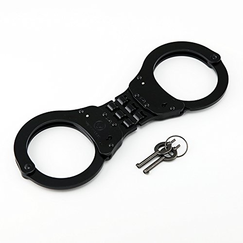 Book Cover VIPERTEK Heavy Duty Hinged Double Lock Steel Police Edition Professional Grade Handcuffs (Black)