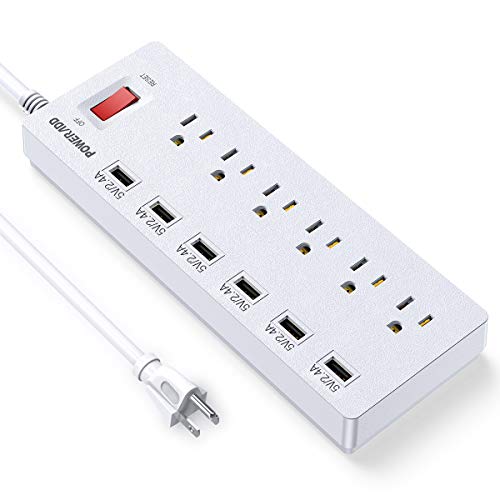 Book Cover POWERADD Power Strip Surge Protector 6 Outlets & 6 USB Charging Ports, 6ft Heavy Duty Extension Cord, USB Outlet Extender for Home & Office 1625W/13A