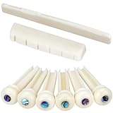 Blisstime 6 String Acoustic Guitar Bone Bridge Saddle and Nut and 6pcs Guitar Bone Bridge Pins Made of Real Bone