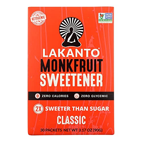 Book Cover Lakanto Sugar Free Classic Monkfruit Sweetener, 3.17 Ounce - 30 per pack - 8 packs per case., 3.17 Ounce (Pack of 8)