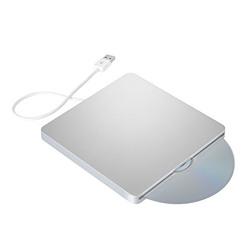 ZSMJ External USB 2.0 CD DVD Drive, DVD CD Writer Burner Player with Classic Silver for Windows 10/8/7 Notebook Desktop MacBook Air, MacBook Pro, PC Laptop