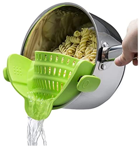 Book Cover Kitchen Gizmo Snap N Strain Adjustable Silicone Clip On Strainer for Pots, Pans and Bowls - Lime Green