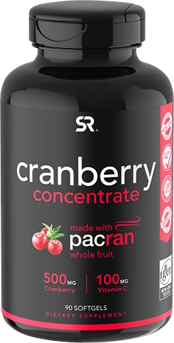 Book Cover Cranberry Whole Fruit Concentrate (Triple Strength) equivalent to 12500mg of Fresh Cranberries ~ Made with clinically Proven PacranÂ® ~ Non-Gmo & Gluten Free (90 Softgels)