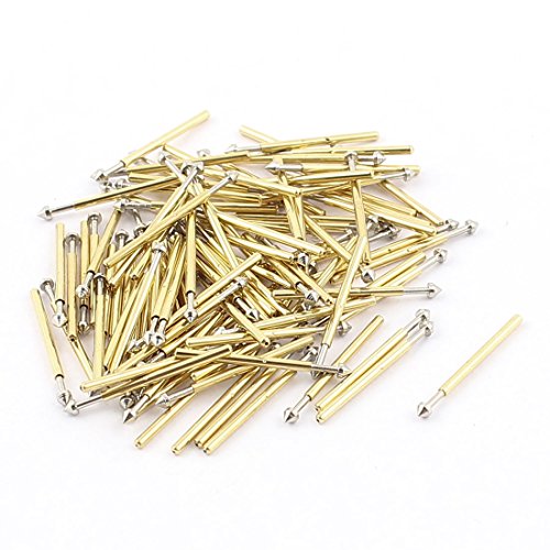 Book Cover uxcell P75-E2 1.3mm Dia 17mm Length Convex Tip Metal Spring Test Probe Pin 100pcs