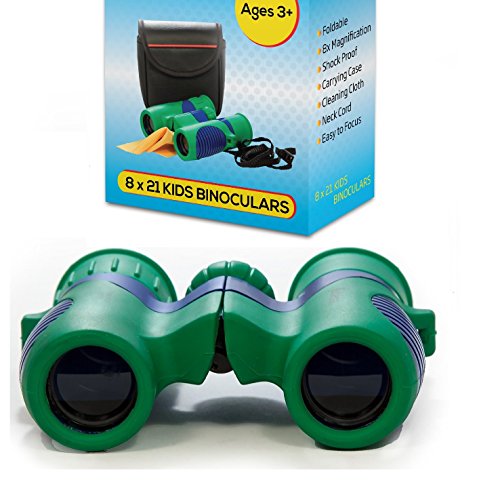 Book Cover Kidwinz Original Compact 8x21 Kids Binoculars Set - High Resolution Real Optics - Shock Proof - Bird Watching - Presents for Kids - Children Gifts - Boys and Girls - Outdoor Play - Hunting - Camping