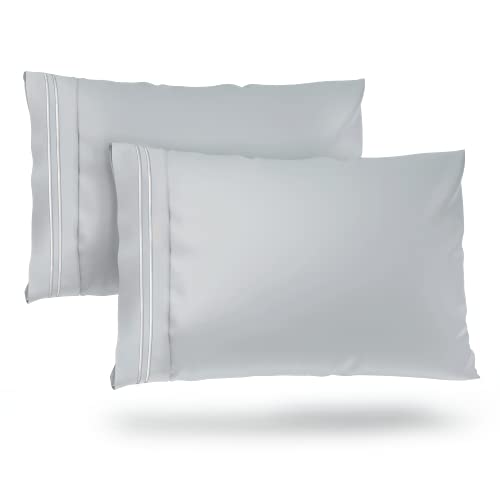 Book Cover Cosy House Collection Everyday 1500 Series Pillowcases - Master Bedroom Essentials - Luxury Hotel Quality - Silky Soft & Smooth - Gentle & Skin Friendly - Set of 2 (King, Silver)