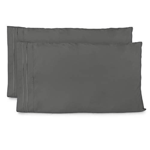Book Cover Cosy House Collection Pillowcases Standard Size - Grey Luxury Pillow Case Set of 2 - Fits Queen Size Pillows - Premium Super Soft Hotel Quality - Cool & Wrinkle Free - Hypoallergenic