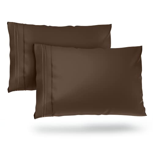 Book Cover Cosy House Collection Pillowcases Standard Size - Chocolate Pillow Case Set of 2 - Fits Queen Size Pillows - Premium Super Soft Hotel Quality - Cool & Wrinkle Free