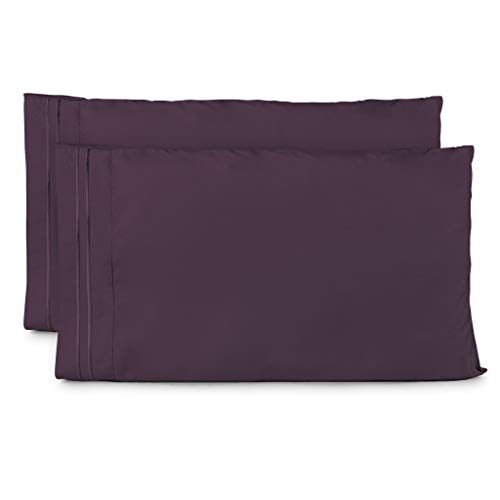 Book Cover Cosy House Collection Silky Soft 100% Double Brushed Microfiber Pillowcase Sets - 1500 Collection 2 Piece Set - Wrinkle Free And Stain Resistant Hypoallergenic Pillow Covers Standard Purple