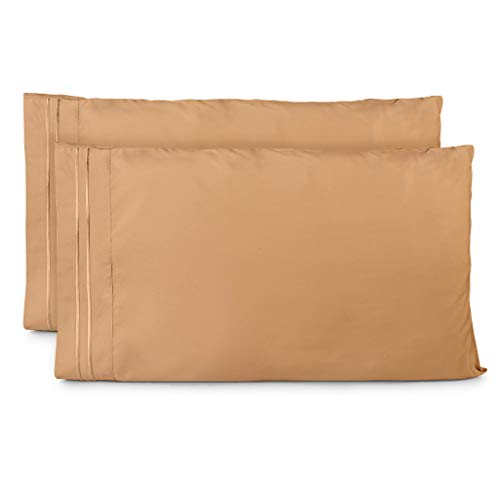 Cosy House Collection Pillowcases Standard Size - Taupe Luxury Pillow Case Set of 2 - Fits Queen Size Pillows - Premium Super Soft Hotel Quality - Cool & Wrinkle Free - Hypoallergenic
