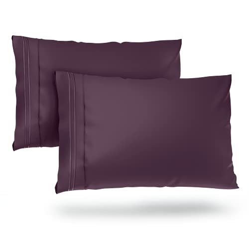 Book Cover Cosy House Collection Pillowcases King Size - Purple Luxury Pillow Case Set of 2 - Premium Super Soft Hotel Quality Pillow Protector Cover - Cool & Wrinkle Free