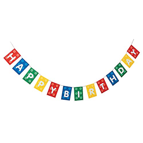 Book Cover Fun Express - Block Party Garland for Birthday - Party Decor - Hanging Decor - Garland - Birthday - 1 Piece