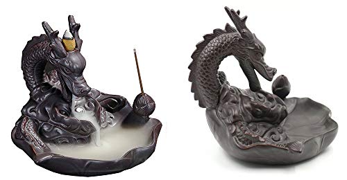 Gift Prod Incense Smoke Flow Backflow Holder Dragon Incense Holder Dragon Backflow Ceramic Backflow Incense Tower Burner Statue Figurine Included 20 Pieces Incenses (Style 1)