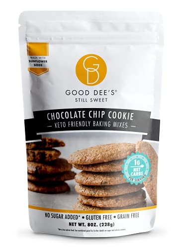 Book Cover Good Deeâ€™s Chocolate Chip Cookie Mix - Low Carb Keto Baking Mix (1g Net Carbs, 12 Servings) | Gluten-Free, Grain-Free, Dairy-Free, Nut-Free, Soy-Free & IMO-Free | Diabetic, Atkins & WW Friendly