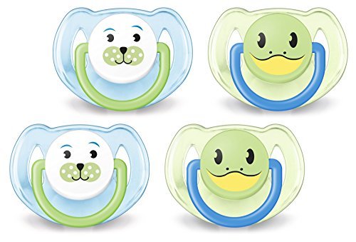 Book Cover Avent Animal Soother Pacifier (6-18 Months), 4 Pack - Blue/Green