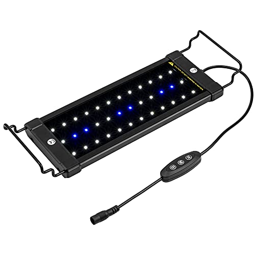 NICREW ClassicLED Aquarium Light, Fish Tank Light with Extendable Brackets, White and Blue LEDs, Size 12 to 18 Inch, 6 Watts