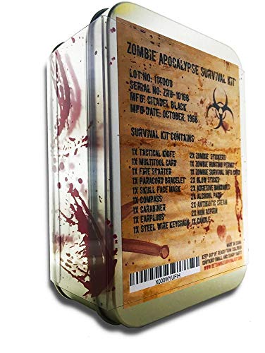 Book Cover Citadel Black Zombie Apocalypse Survival Kit - Multi-Tool, Fire Starter, Keyring, Zombie Permit, Stickers, and More