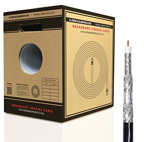 Mediabridge Broadband Coaxial Cable (250 Feet, Black) - Convenient Pull-Out Box - Premium 18AWG RG6 Quad-Shielded Cable - UL Listed CL2 Rated for In-Wall Use (Part# CC6QB-250)